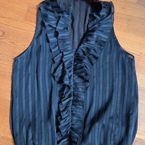 Sleek Black Bedo Sheer Blouse with shiny striped lines